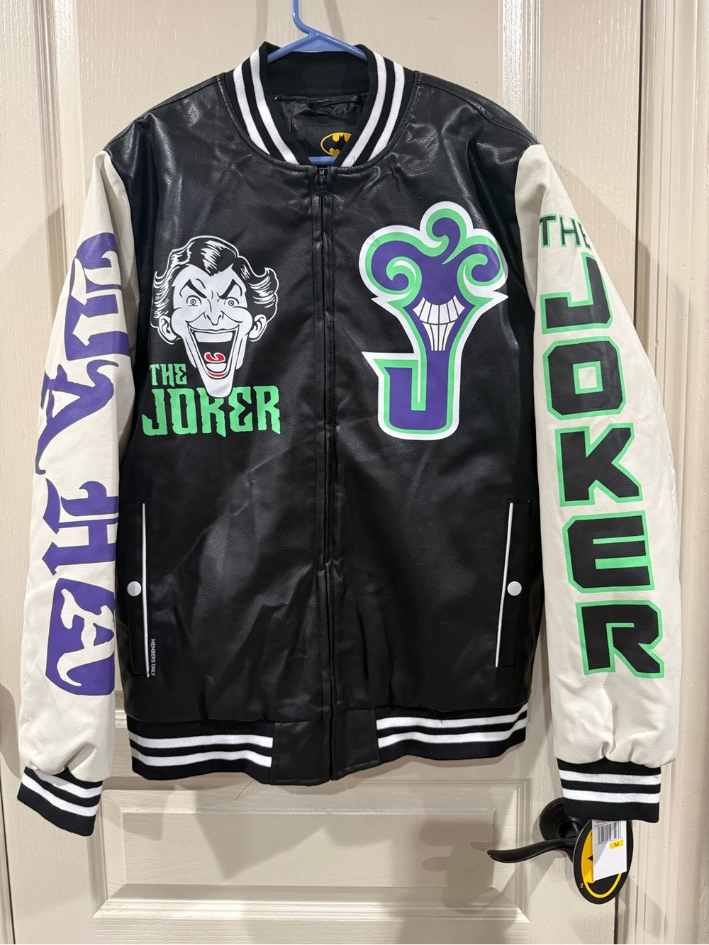 Members Only Batman Joker Varsity Jacket Black White Purple Green Men's M